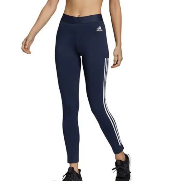 Adidas New Climalite Three Stripe Athletic Leggings S - Picture 2 of 13